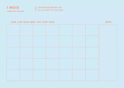 Agenda quotidien bleu clair et orange à concept simple