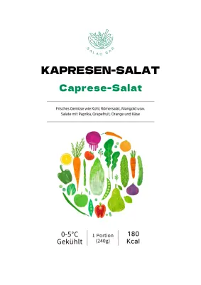 Einfaches Caprese Salat Etikett Design Poster in Weiß
