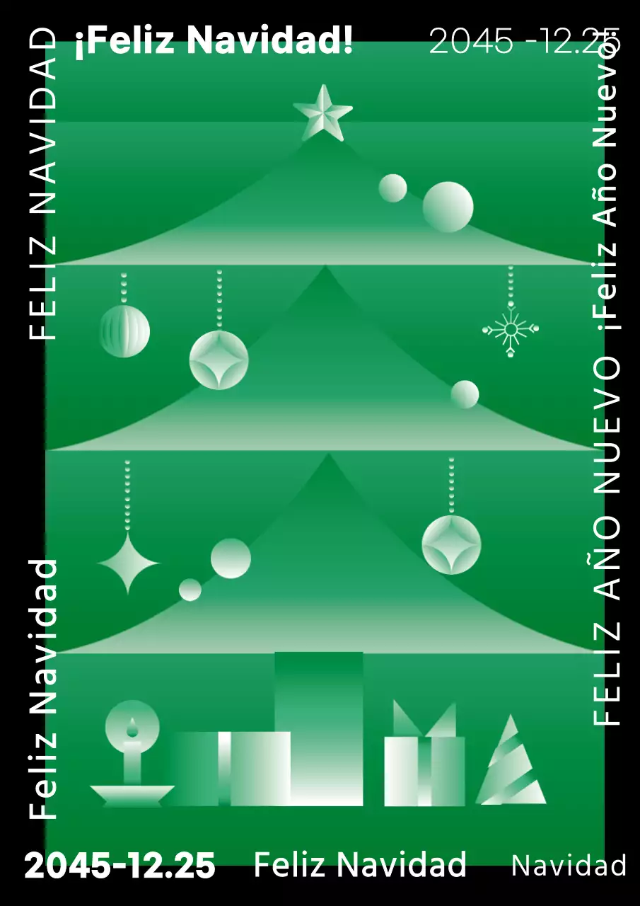 Verde Negro Moderno Árbol de Navidad Christmas Artwork Póster