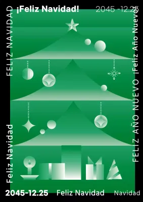 Verde Negro Moderno Árbol de Navidad Christmas Artwork Póster