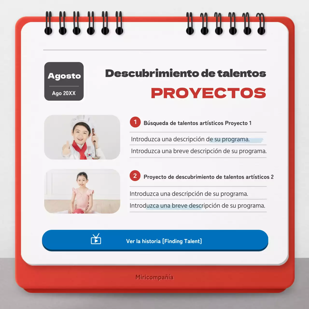 Promover la responsabilidad social de las empresas con un concepto de calendario rojo y azul