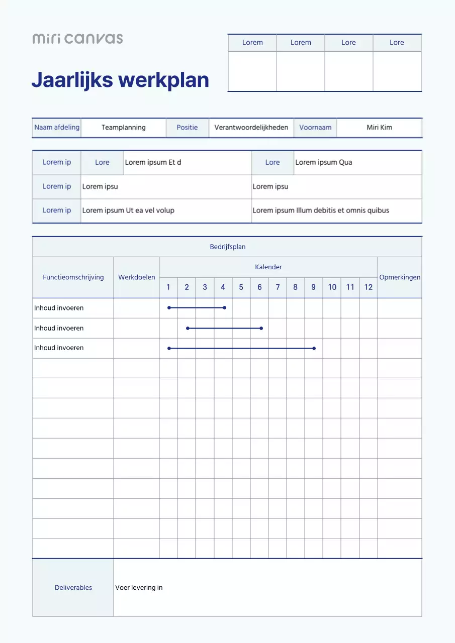 Een strak jaarplan in lichtblauw en marineblauw