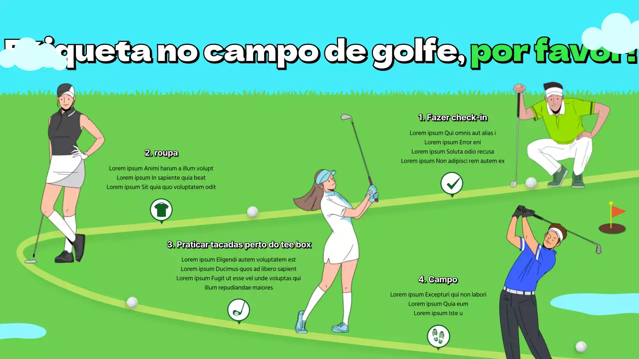 Etiqueta de campo de golfe com conceito de ilustração de campo de golfe verde