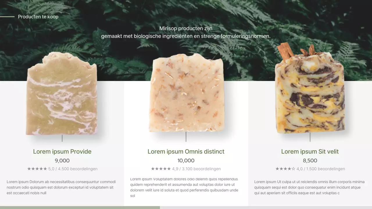 Instapvoorstel voor een groen-beige naturalistische conceptzeep