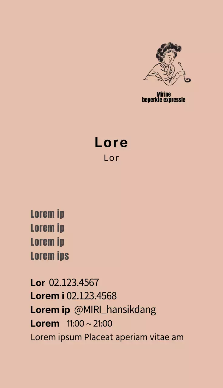 Lichtbruin geïllustreerd restaurant visitekaartje