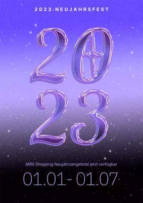 Vintage Neujahr 2023 Poster in lila und schwarz