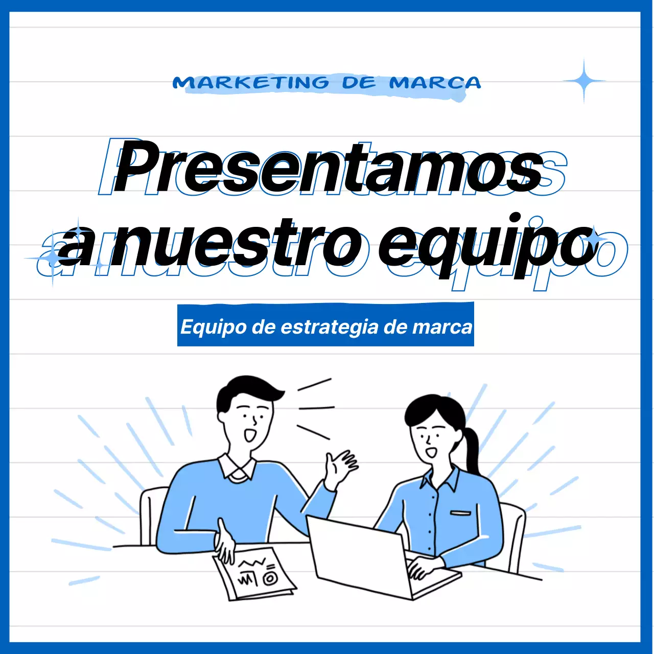 Presentación del equipo con un tema de ilustración azul CardNews