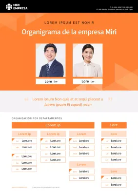 Organigrama de la empresa en negro y naranja