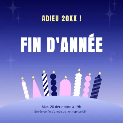 Invitation au réveillon de la Saint-Sylvestre de style tendance bleu