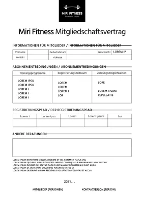 Ein sauberer Mitgliedsvertrag für den Fitnessbereich
