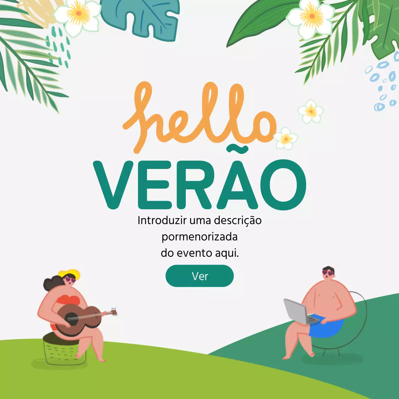 verde giro ilustração instagram hashtag comentário evento de verão