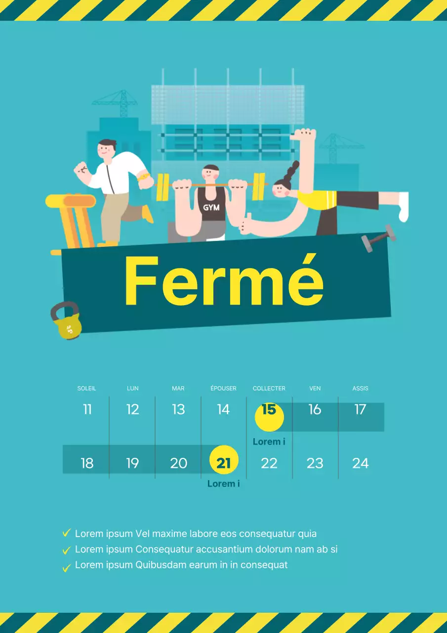 Illustration simple jaune menthe à fort contraste concept de fermeture thème d'annonce