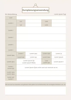 Antrag auf Eröffnung eines Kurses in beige Vorschlag für einen neuen Kurs Antrag auf Unterrichtung eines neuen Kurses Vorlage für Geschäftsdokumente