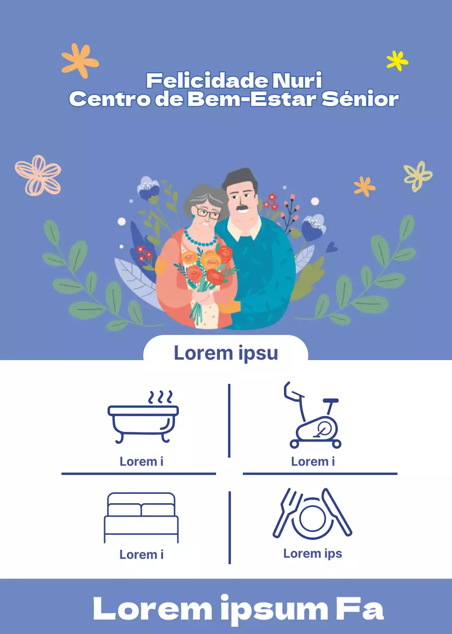 Azul Ilustração quente de um centro de bem-estar