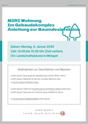 Leitfaden zur Desinfektion von Bäumen in grauen und türkisfarbenen Wohnkomplexen