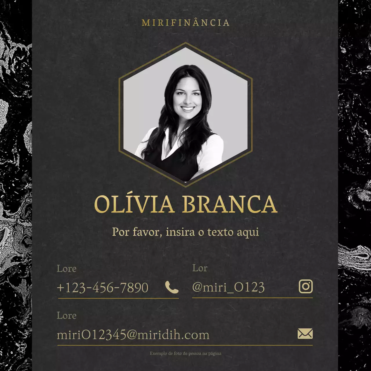 Um currículo móvel elegante em preto e dourado