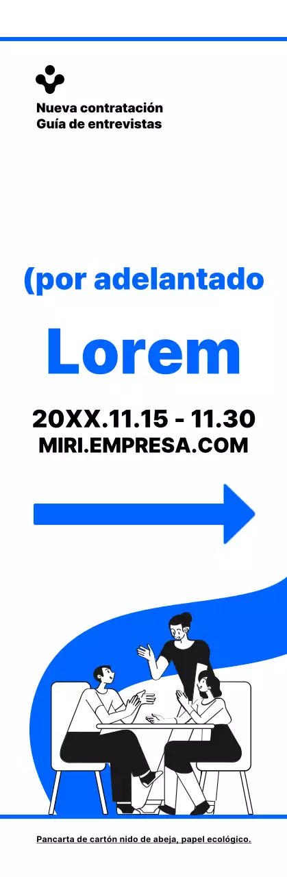 Ilustración sencilla en azul y negro con indicaciones para llegar al lugar de la entrevista de contratación