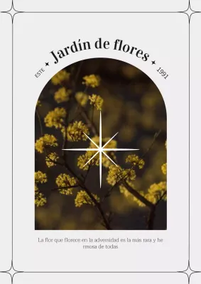 Cartel vertical con flores blancas y negras amarillas para interiorismo