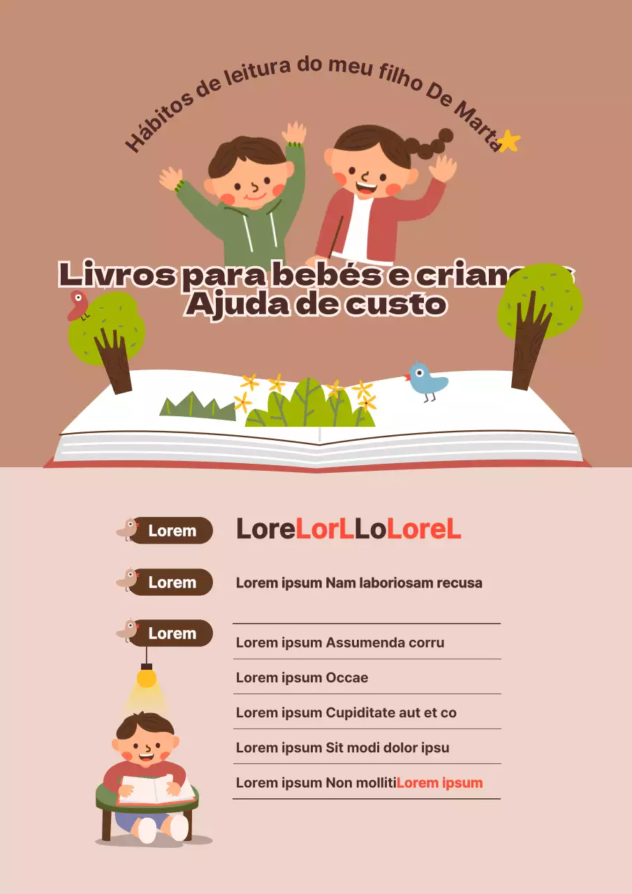 Tema de suporte de livro de bebé com conceito de ilustração giro castanho-bege