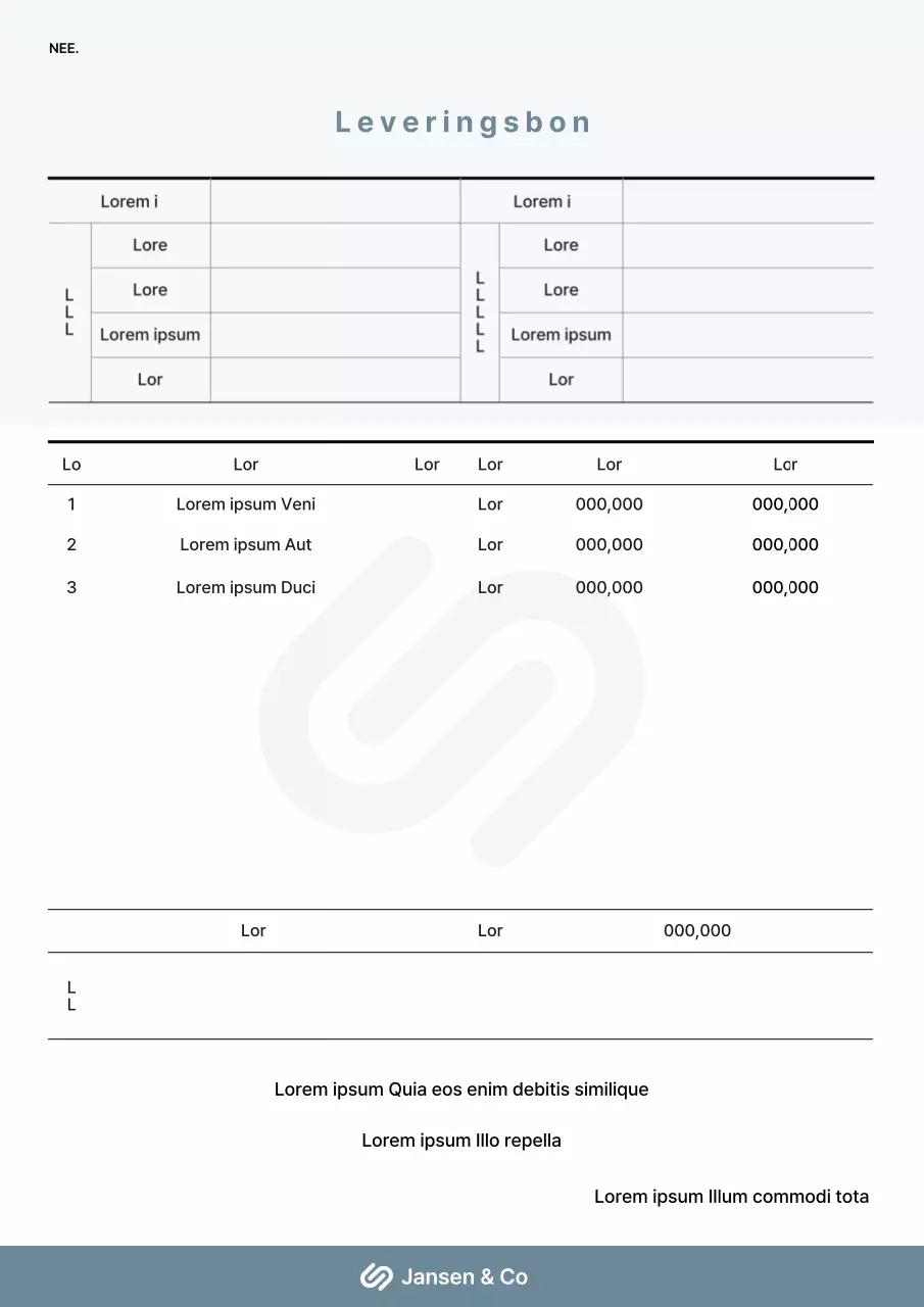 Afleverbevestiging in blauw