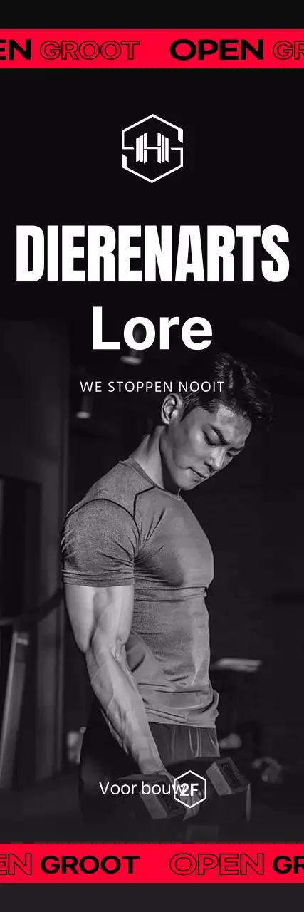 Promoot de opening van je sportschool in zwart en rood