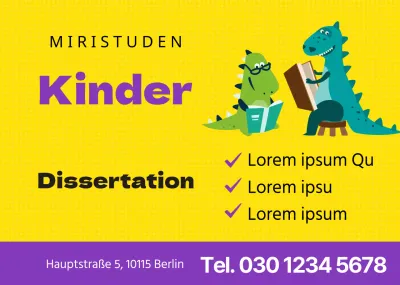 Gelb lila niedlich Dinosaurier Charakter Aufsatz schreiben Schule