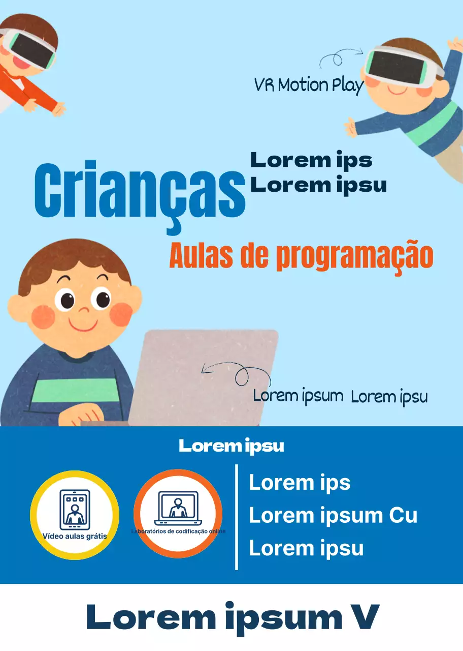 Ilustração de uma personagem gira azul clara para promover uma aula de programação
