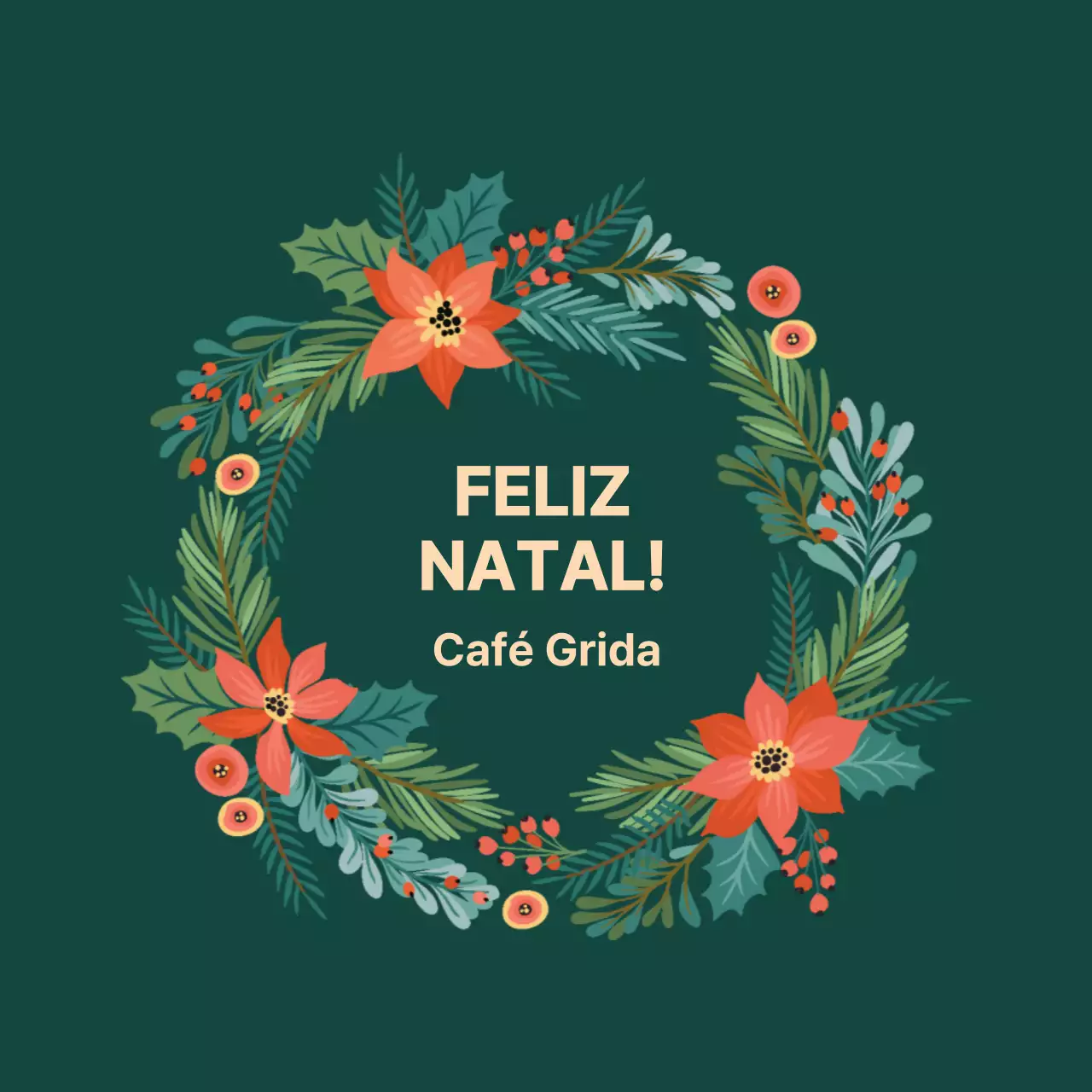 Rótulo de café de Natal com ilustração verde