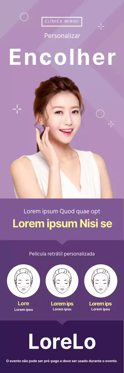 Banner promocional de cirurgia plástica com retrato roxo