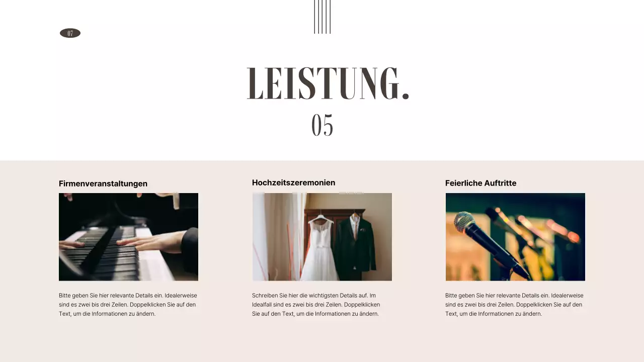 Portfolio von Organisationen der darstellenden Künste in braunen und gedeckten Tönen