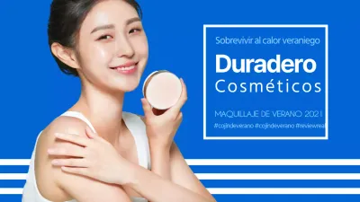 Cojín de aire para maquillaje de verano con rayas azules Cosméticos