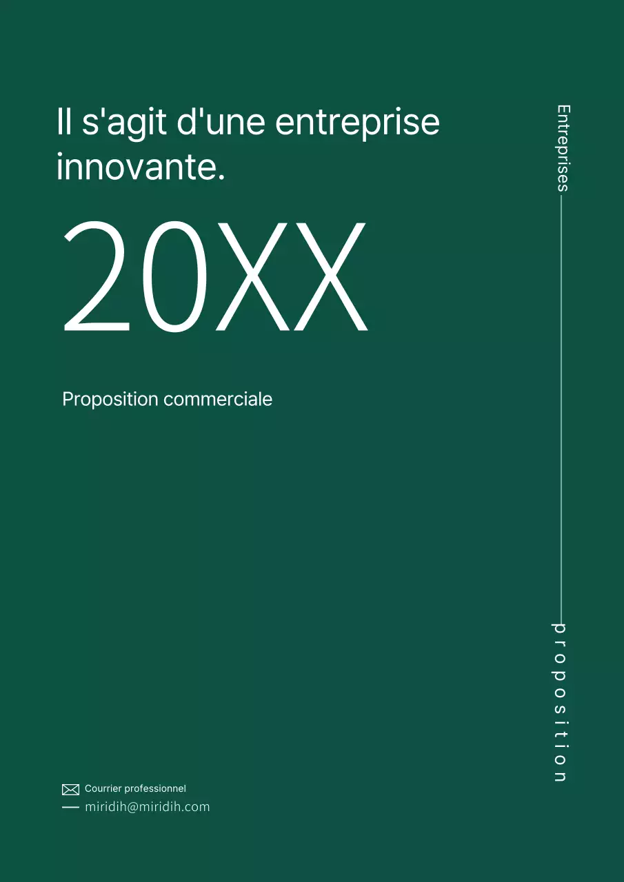 Proposition d'affaires simple, verte et typographique