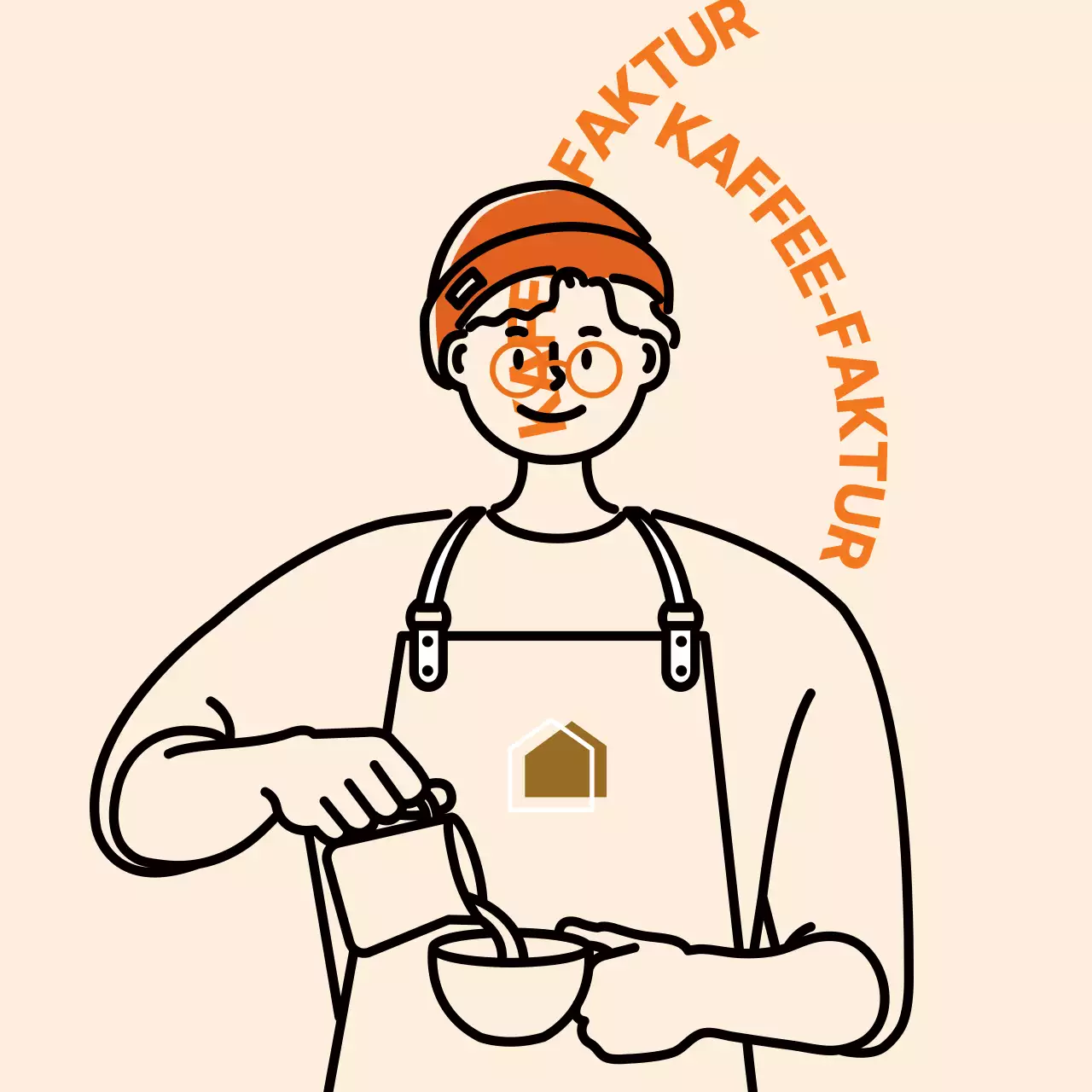 Aufkleber mit elfenbeinfarbener und blauer Barista-Illustration