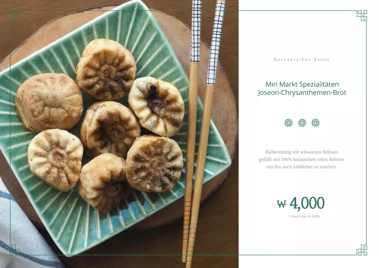 Jadefarbenes Plakat für traditionelle Lebensmittel auf dem Markt im Querformat