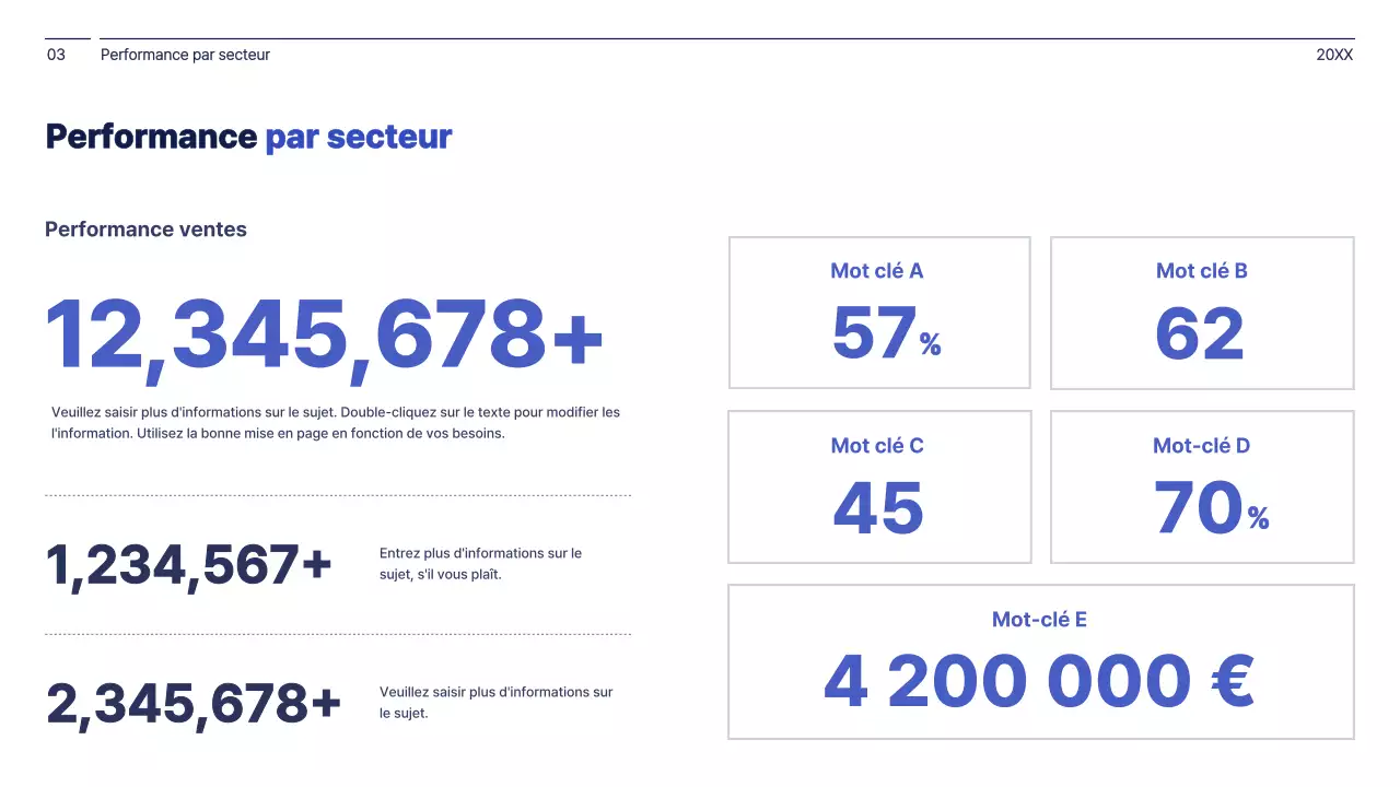 Concept simple en bleu marine et blanc rapport de gestion d'entreprise
