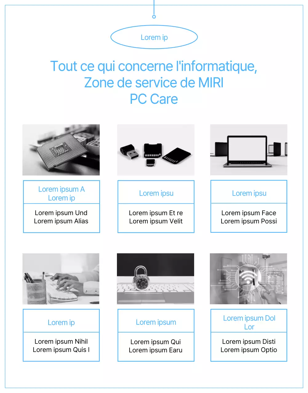 Faites la promotion de vos centres de réparation de produits et de vos services avec un look propre et bleu.