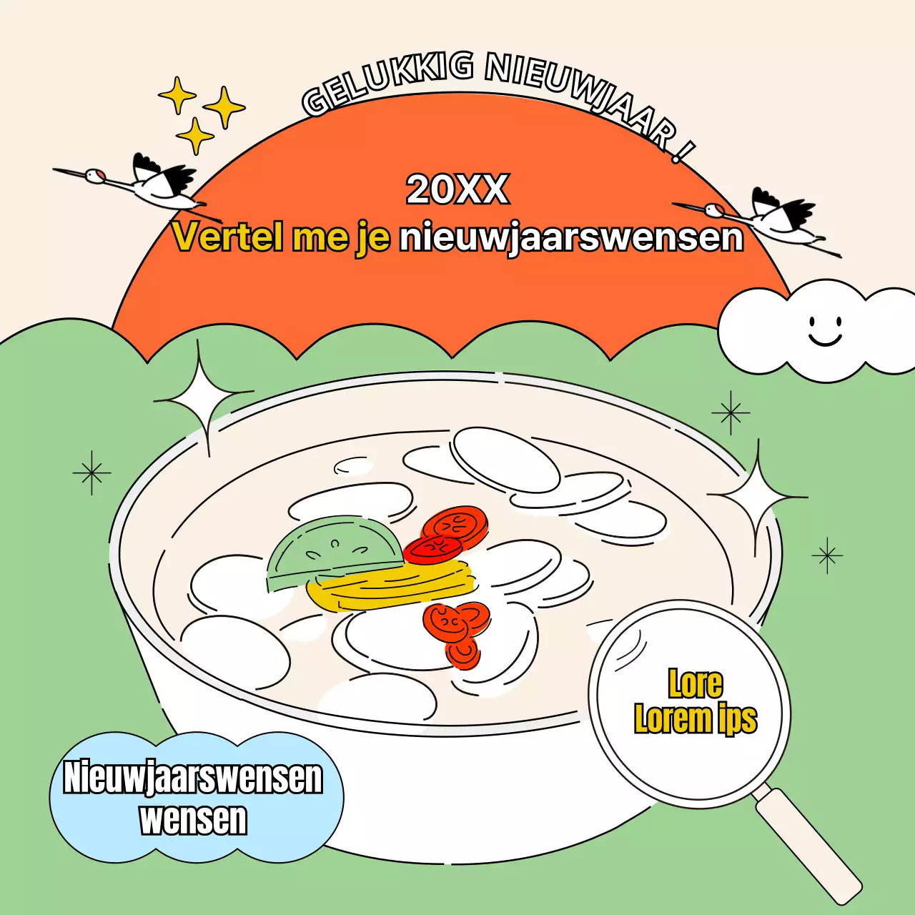 Leuke lijn nieuwjaarsillustraties