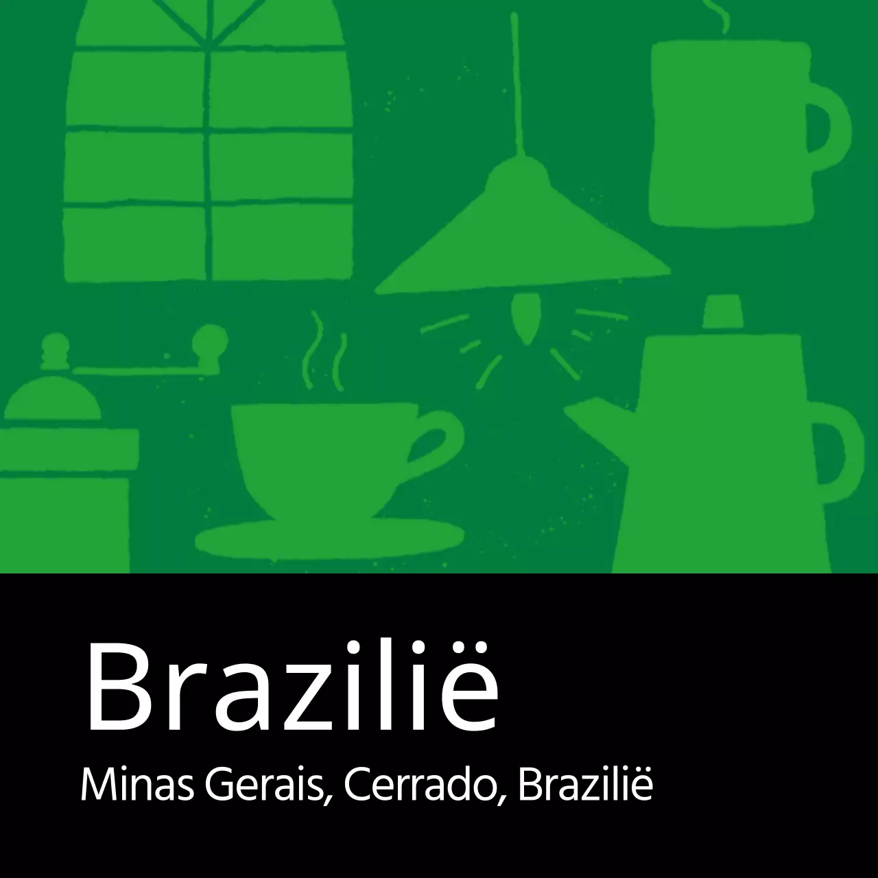 Kleurrijk Vintage Geïllustreerd Bonenkoffie-etiket Brazilië (Vierkant)