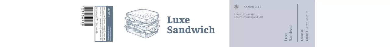 Blauwe illustratie retro voedsel sandwich detail verpakking