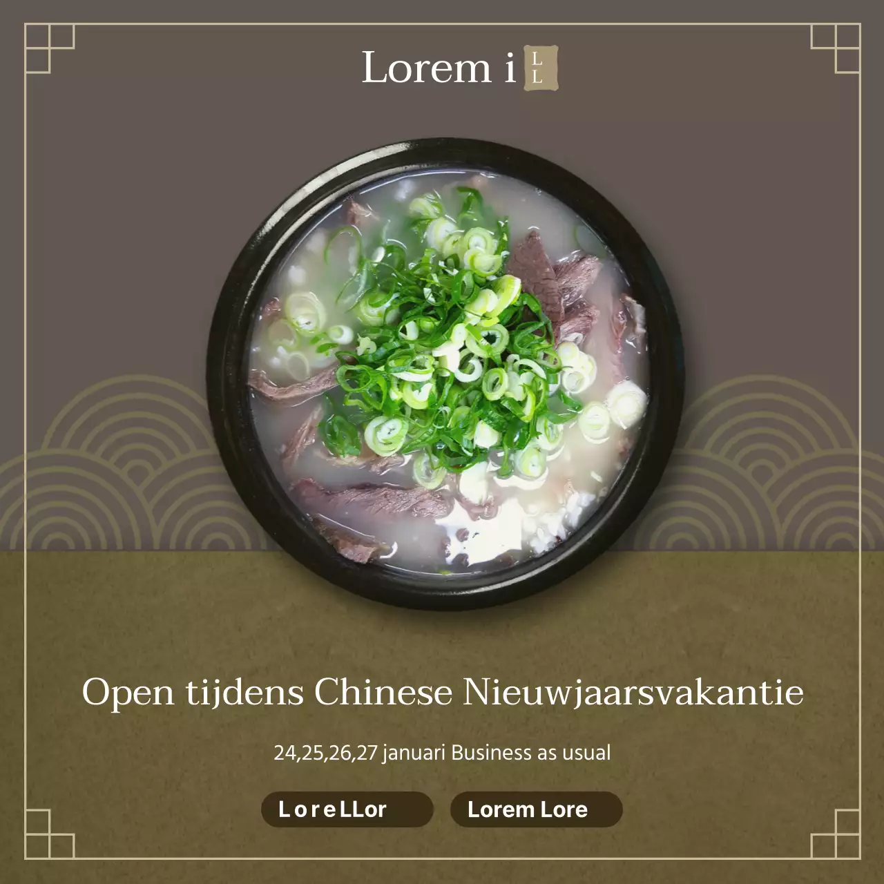 Bruine luxe restaurant voor de Lunar New Year feestdagen Instagram feed