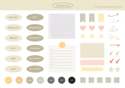 Een eenvoudige set stickers voor het web in bruintinten