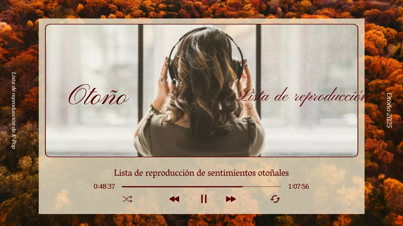 Lista de reproducción de música otoñal con fondo marrón otoñal