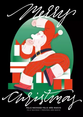 Póster moderno de Papá Noel en negro