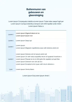 Blauwe reinigingsinstructies voor gebouwen