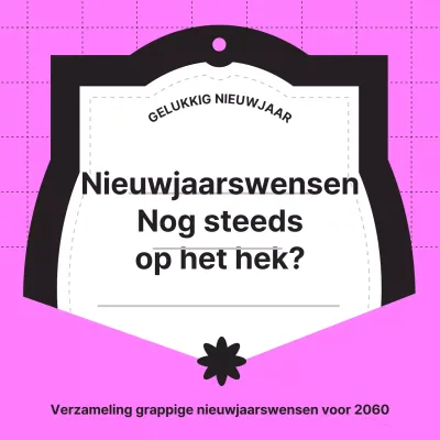 Een verzameling nieuwjaarswensen in zwarte en roze letters (Instagram newsfeed post)