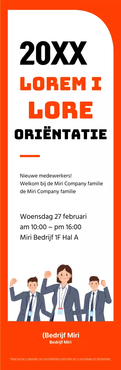 Eenvoudige kaderstijl in oranje en zwart voor informatie over de oriëntatie van nieuwe werknemers