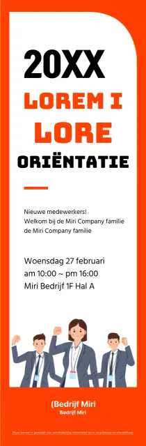 Eenvoudige kaderstijl in oranje en zwart voor informatie over de oriëntatie van nieuwe werknemers