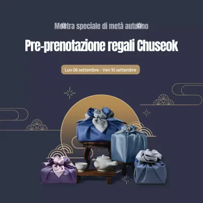 Striscione quadrato regalo Obon in blu navy