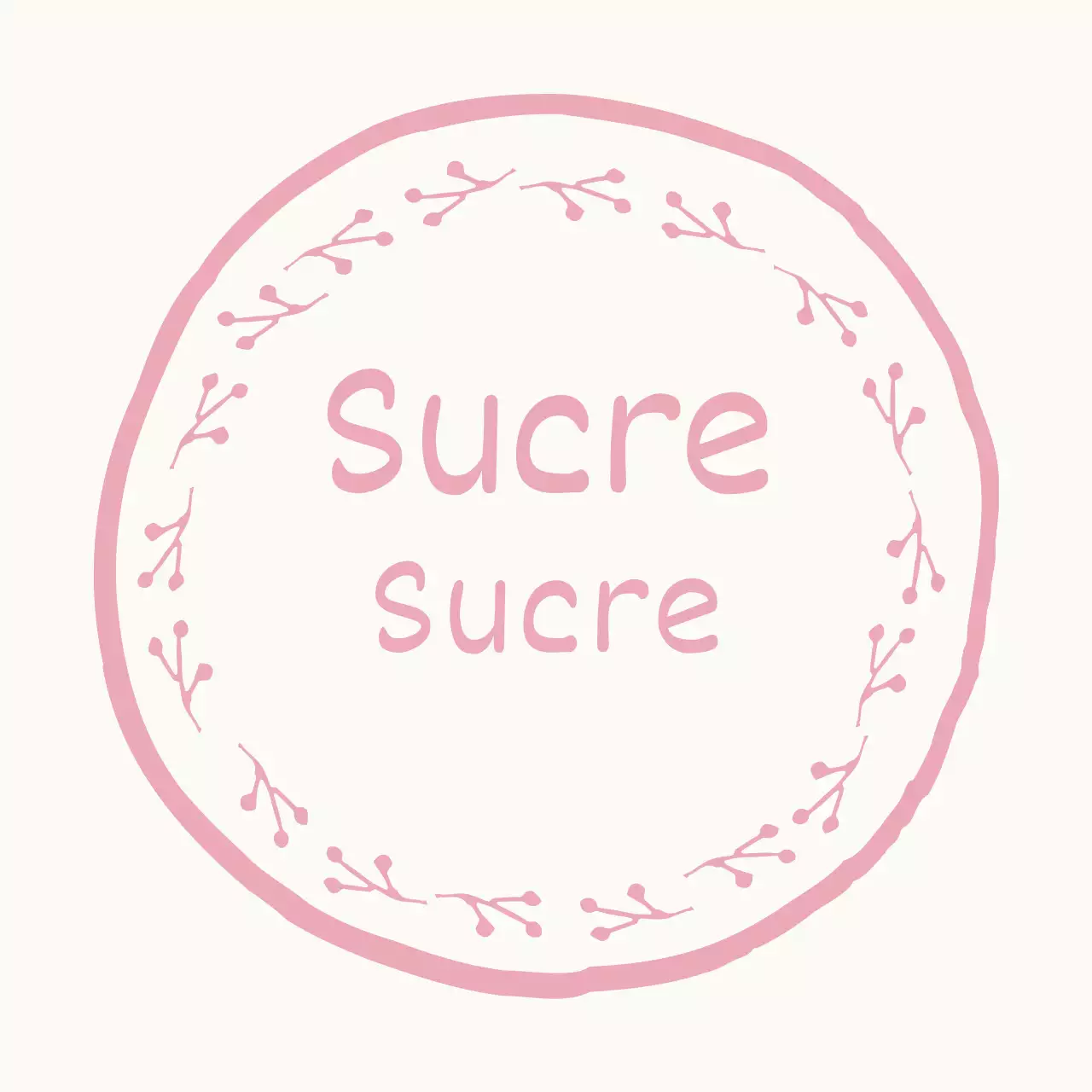 Etiquette autocollante rose dessinée à la main et écrite à la main