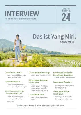 Einfacher Lebenslauf im Interview-Stil mit einem Magazin-Cover mit Naturfotografie